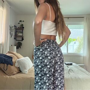 Floral Black and White flare pants from Hollister